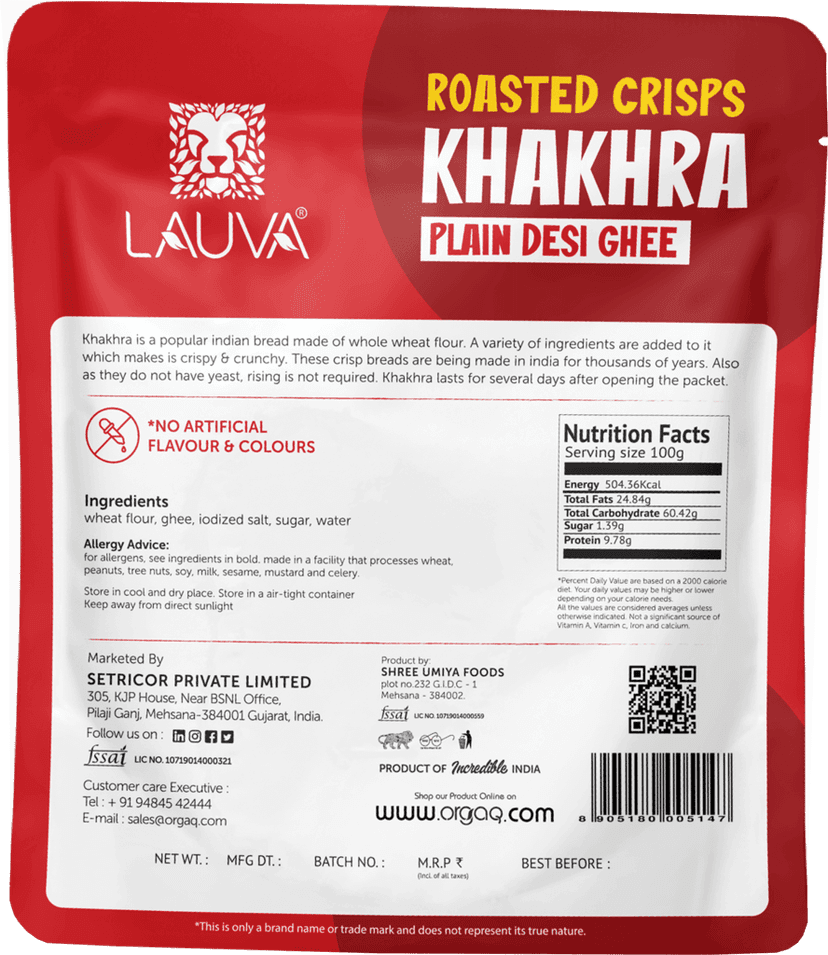 Lauva Vrunda Plain(Sada) Desi Ghee Khakhra | Ready to Eat Snack view 2