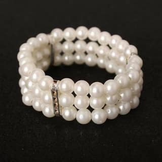 Pinapes Triple Layered Pearl Bracelet Stylish Multi-Strand Design for Women & Girls