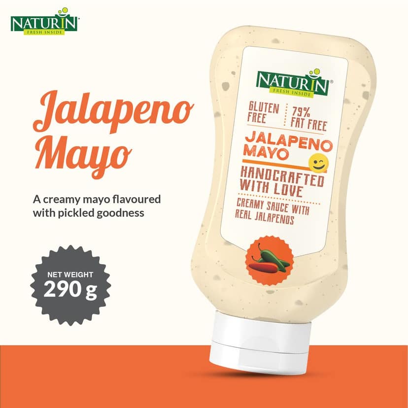 Naturin Jalapeno Mayo Sauce - Ready to Eat Tangy Gluten Free Mayonnaise - 100% Vegetarian - Made with Traditional Indian Spices for Dip & Spread - 290gm view 2