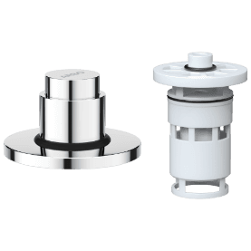 UPR-01 Exposed Part Kit Of Forged Metropole WC Flush Valve With Fitting Sleeve With Operating Lever, Round Wall Flange & Cartridge (Silver)