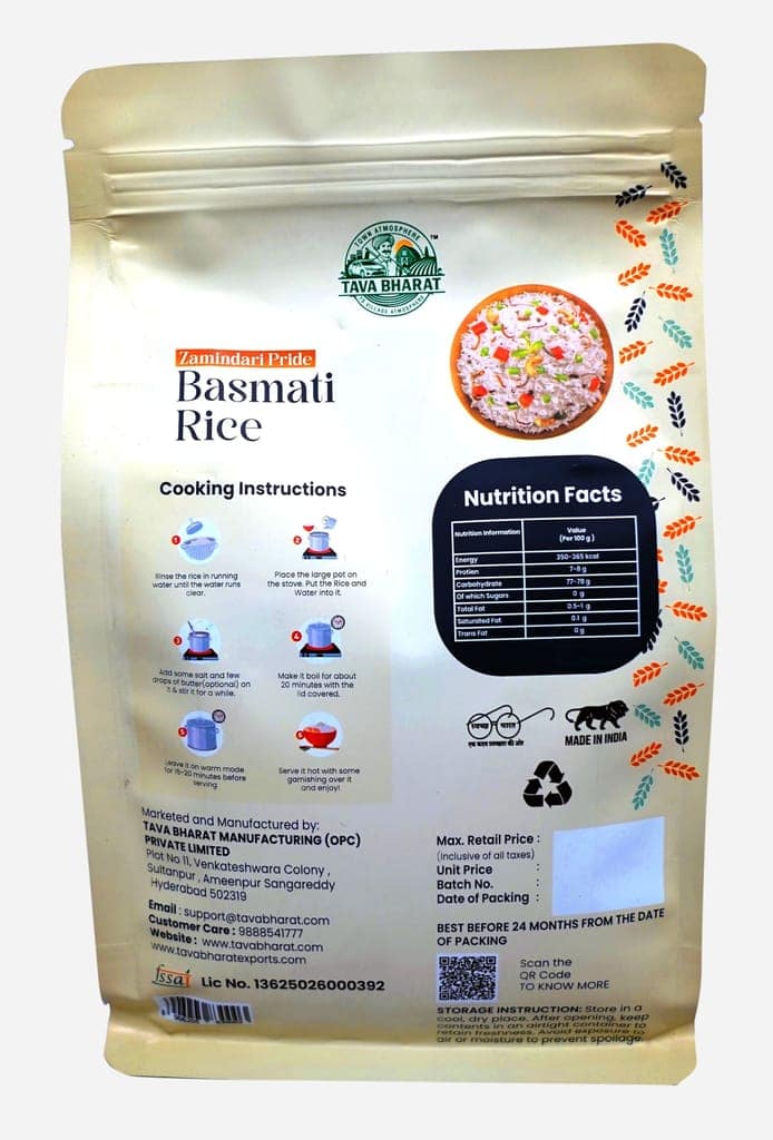 TAVA BHARAT Premium Basmati Rice, 1 kg view 2