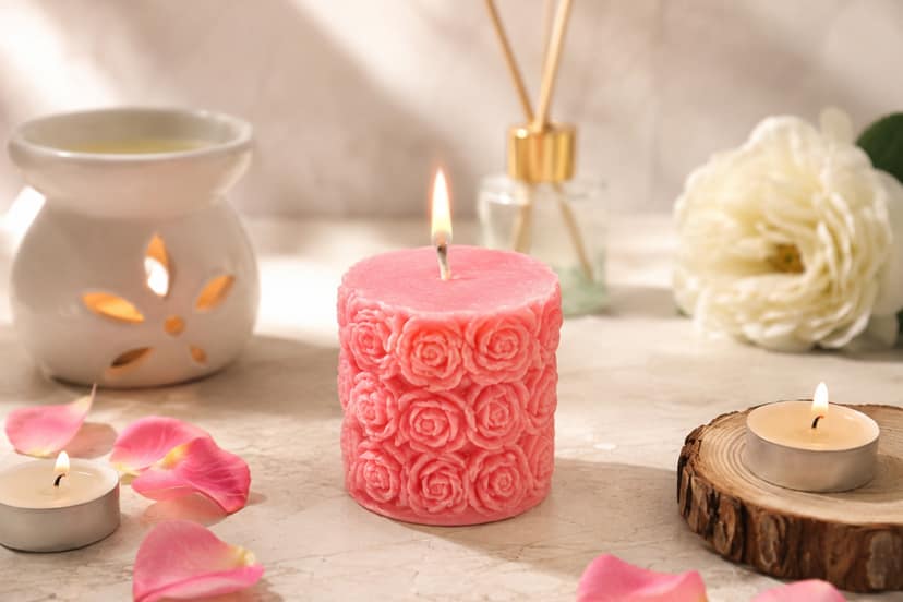 Decorative Rose Mold Candle with Elegant Floral Design