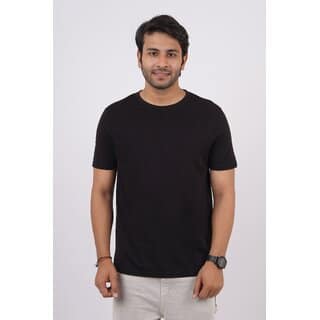 Red Line Mens Black Solid 100% Cotton Round Neck T-Shirt