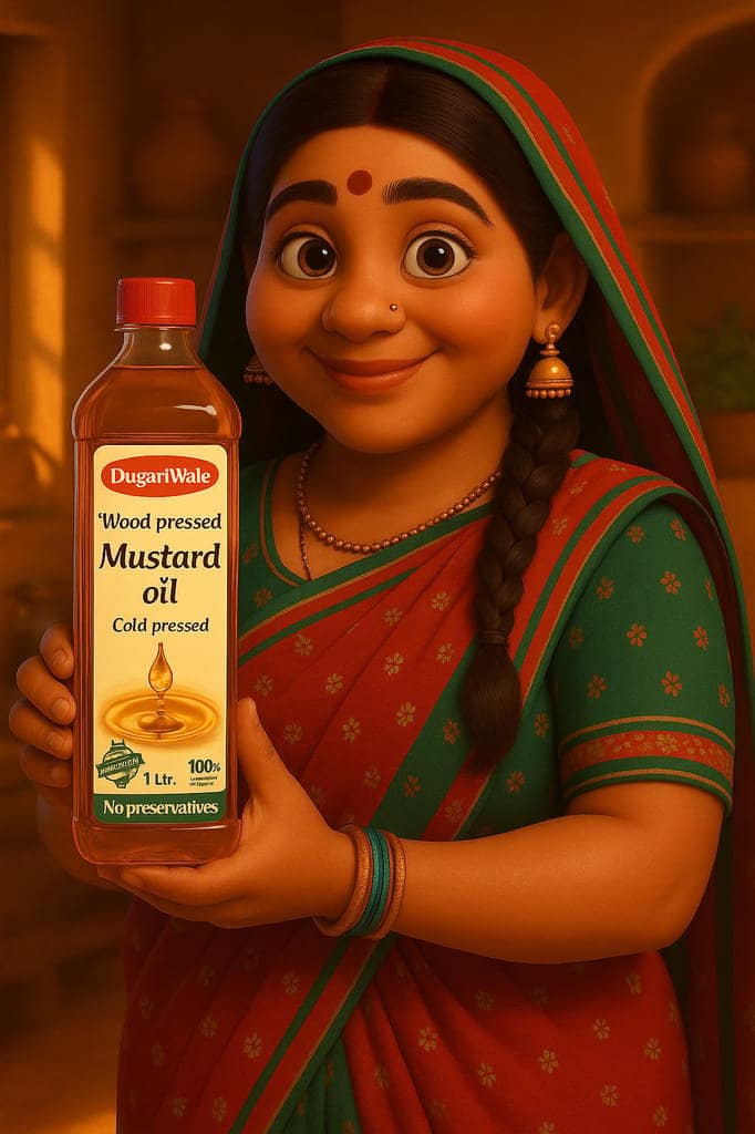 Dugariwale Wood Pressed Mustard Oil, 1 Ltr, Cold Pressed, 100% Natural, No Preservatives view 2