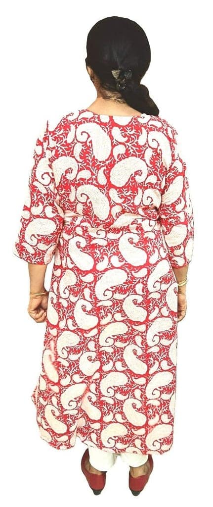 Women's Cotton Screen-Printed Kurta | Designer A-line Kurti | Size: L | view 2