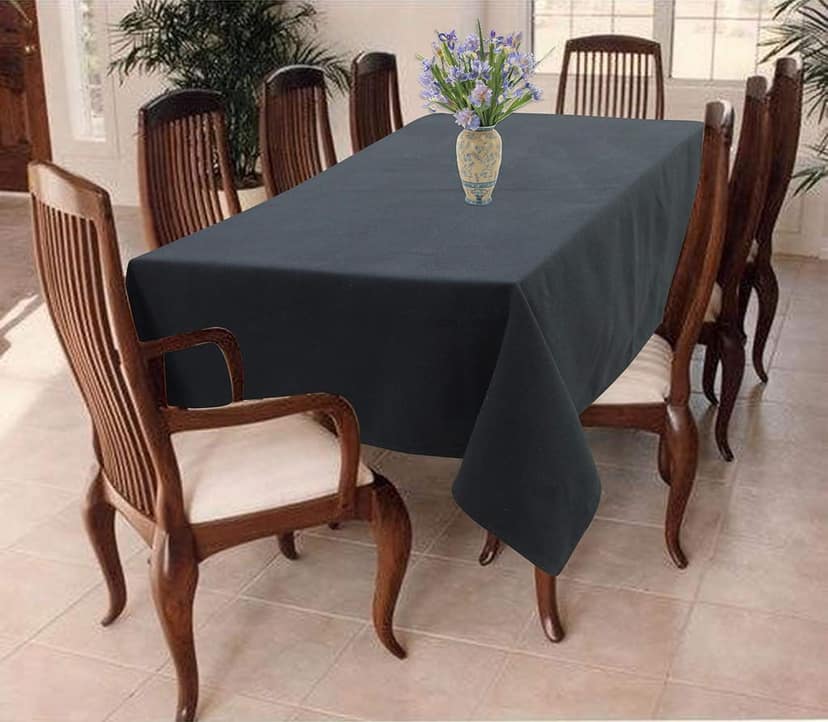 AIRWILL 100% Cotton Solid Pattern 8 Seater Rectangle Table Cover Sized, 56x95 inches (Grey, Pack of 1)