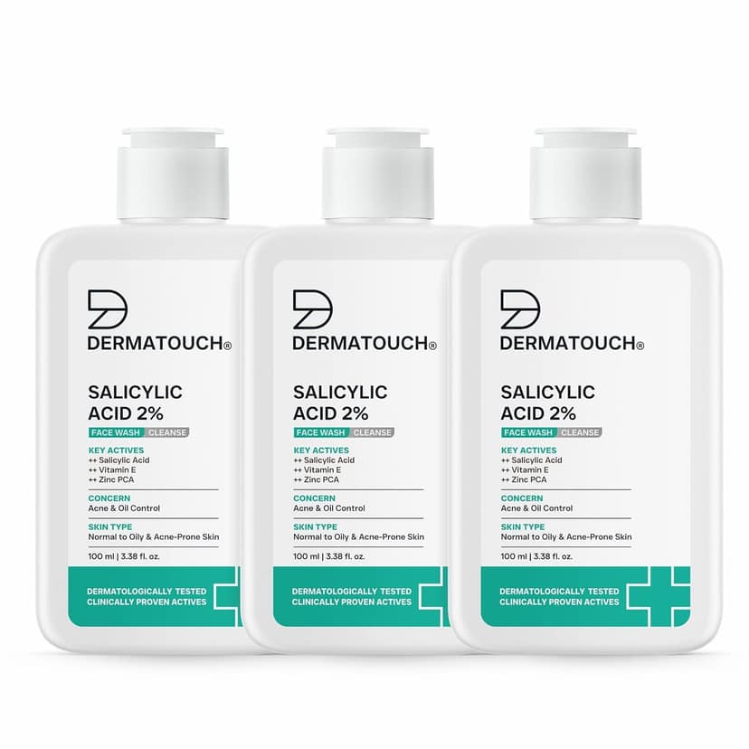 DERMATOUCH Salicylic Acid 2% Face Wash | For Acne & Oil Control | For Normal to Oily and Acne-Prone Skin | Dermatologist Tested | For Men & Women |100ml (Pack of 3) DERMATOUCH Salicylic Acid 2% Face Wash | For Acne & Oil Control | For Normal to Oily and