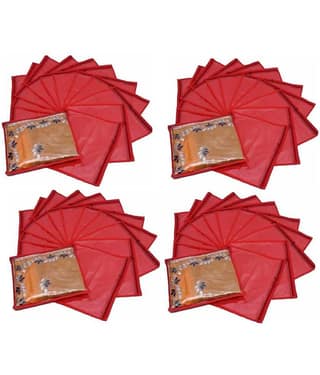 Non-Woven Saree Cover Cloth Storage & Organizer ,Red ( Pack of 48 ) Single Saree Cover