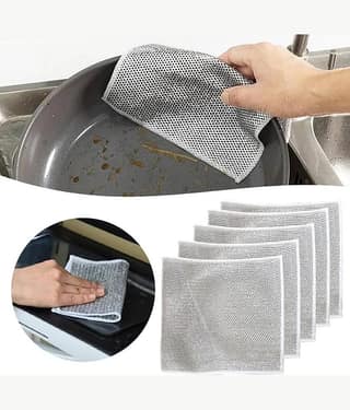 TISYAA Silver Dish Cleaning Brush For Kitchen Cleaning