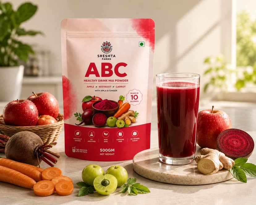 Sreshta Farms ABC Powder (Apple Beetroot Carrot) – Natural Immunity Booster & Daily Nutrition Mix | No Added Sugar | (500gm) view 2