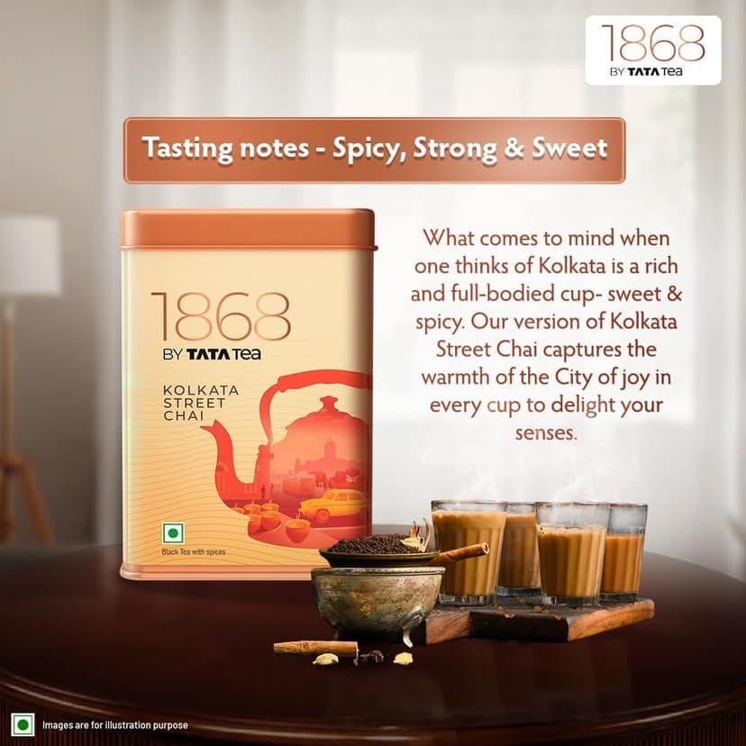 Tata Tea Premium 1868 By Tata Tea Kolkata Street Chai|100Gram|Kolkata Black Tea|Street Chai With Cardamom, Ginger And Nutmeg - Powder view 2