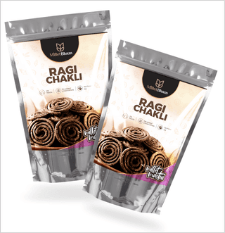Millet Bluum Ragi Chakli (pack of 2) - Wholesome & Crunchy Savory Snack, 60% Ragi Flour