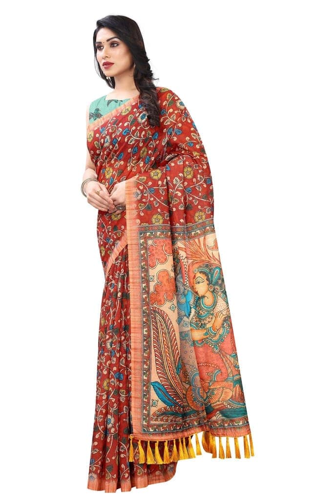 Silk Zone Women's Chanderi Cotton Saree With Blouse Piece view 2