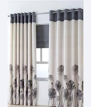 V21 decod Graphic Room Darkening Eyelet Curtain 7 ft ( Pack of 1 ) - Grey