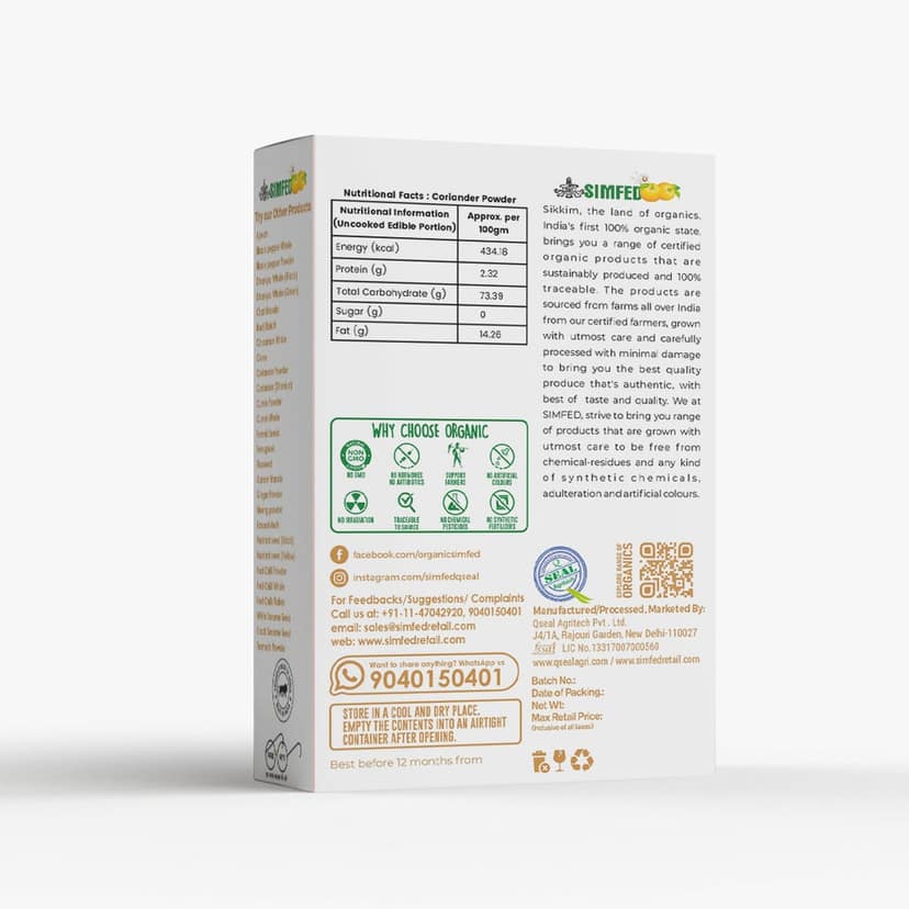 SIMFED Organic Coriander Powder 100g Pack of 2 view 2