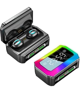 COREGENIX Newly Launched GQ-03 Truly Wireless Earbuds TWS | Upto 120Hrs Use time | Bluetooth V5.3 | Quad Mics with AI-ENC | 40ms Low Latency Gaming |Time Display | Week Display | Breathing LED Lights