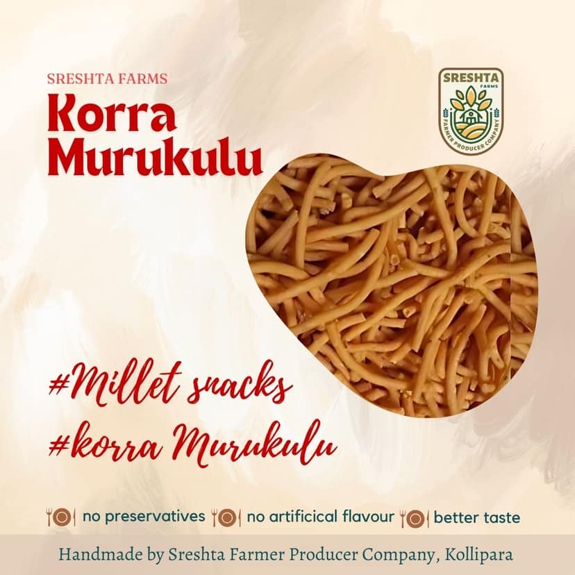 Sreshta Farms Crispy Murukulu Healthy South Indian Snack Korra (Foxtail Millet)