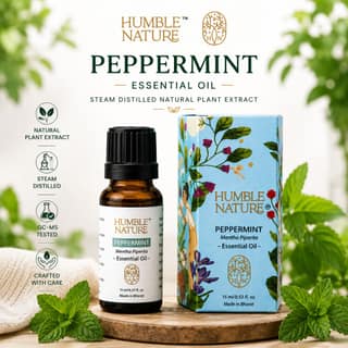 Humble Nature Peppermint Essential Oil 15ml | Steam Distilled Mentha Piperita Oil | GC-MS Tested Natural Plant Extract | Premium Aromatherapy Oil for Diffuser, Massage, DIY & Home Fragrance