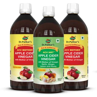Dr. Patkar's Heart Care Pack (Apple cider vinegar with ginger, garlic, lemon and honey + Apple cider vinegar with mother) 1500ml | Weight management | Supports Healthy Heart