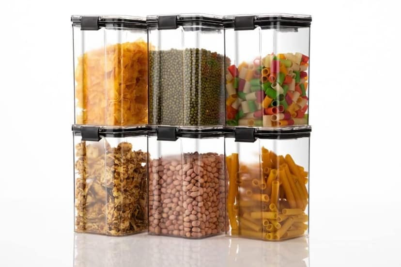 HAPPI Multipurpose Unbreakable Plastic Transparent Airtight Kitkat Storage Container Jar for Kitchen Masala Box Dabba Spice, Cereal, Dry Fruits, Grocery Spice Box 1200 ML N lock Tiktok Square (Multicolor- Set of 6 Pcs) view 2