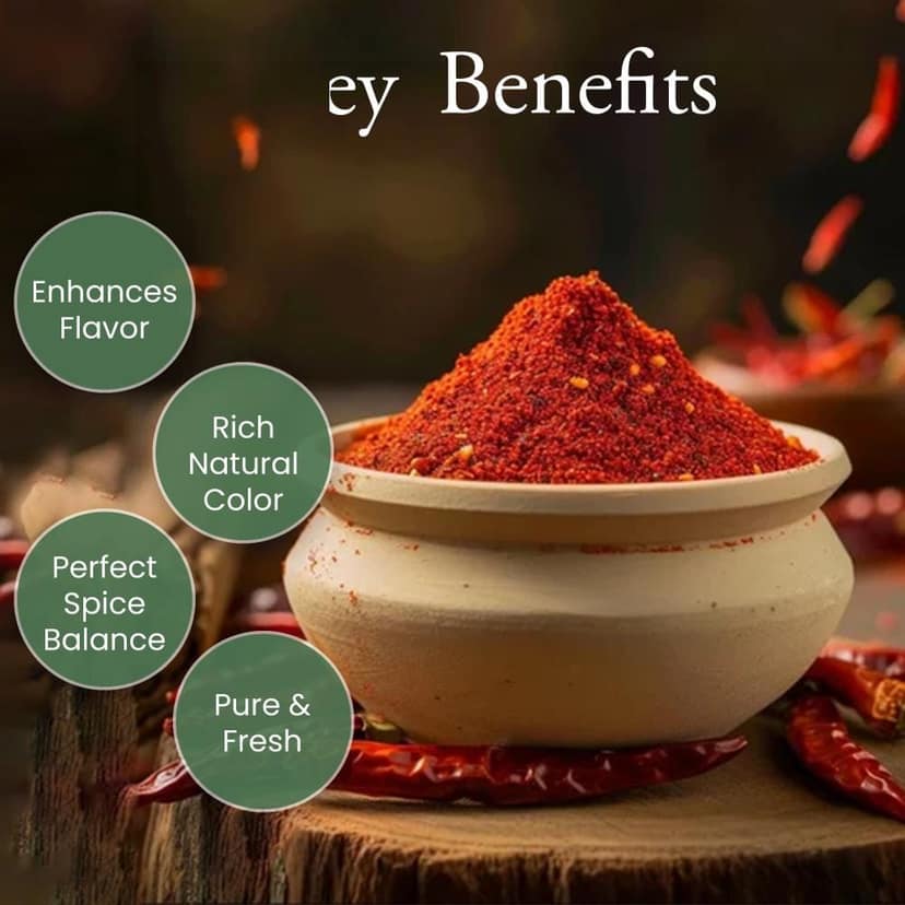 Organic Red Chilli Powder | Lal Mirch Powder | Pure | Red Colour | Hot | 100g view 2