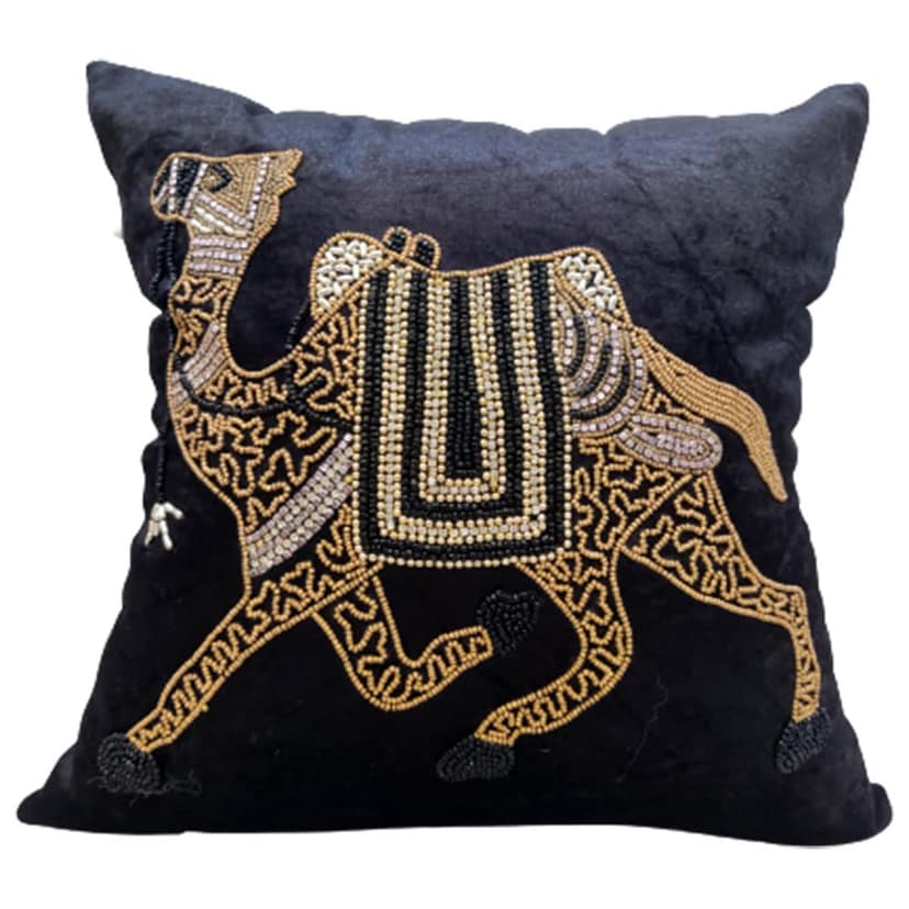 Black Set of 3 Ethnic Beaded Embroidered Square Combo Cushion Covers for Sofa Home Bedroom (16x16 inch or 40 x 40 cm) view 2