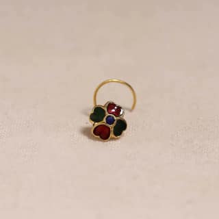Multicolor - Handcrafted Paka Meenakari Nosepin 186