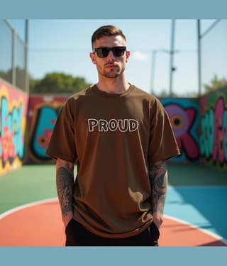 RodZen Cotton Blend Oversized Fit Printed Half Sleeves Men's Round T-Shirt - Brown ( Pack of 1 )