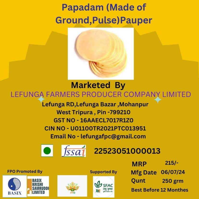 Papadam (made of ground, pulse) pauper (pack of 3) view 2