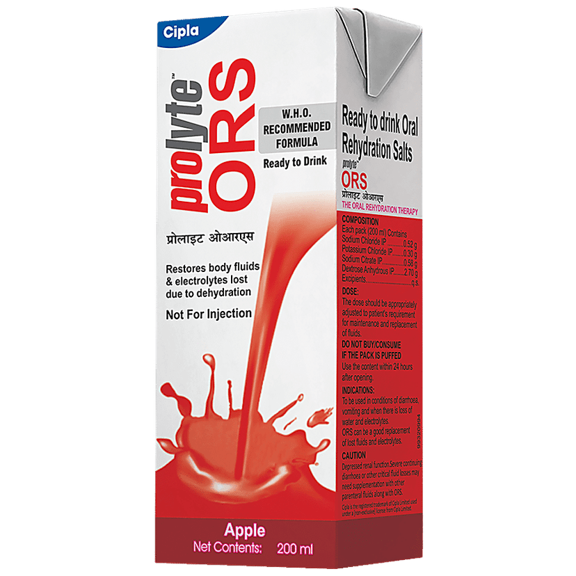 Prolyte Ors Liquid, Apple, Ready To Drink, Maintain Electrolyte Balance, Instant Energy, 200 Ml Tetra Pack view 2