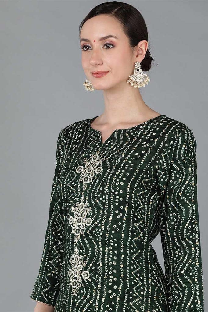 Green Viscose Rayon Ethnic Motifs Straight Kurta VCK8876 view 2