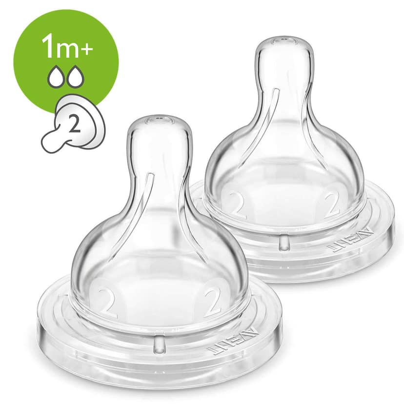 Philips Avent Anti-Colic Nipple | 1m+ Flow | Newborn Baby Bottle Teat | BPA Free | Pack of 2 | Suitable for All Philips Avent Anti-Colic Classic Feeding Bottles | SCY762/02 Philips Avent Anti-Colic Nipple | 1m+ Flow | Newborn Baby Bottle Teat | BPA Free view 2