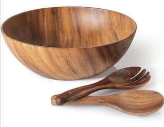 Acacia Wood Salad Bowl and Server Set (3 Piece)