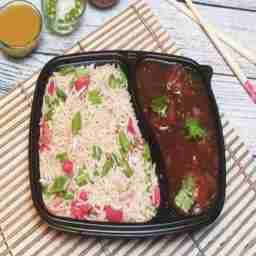 Fried rice with veg manchuriyan