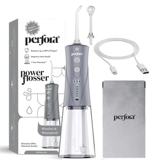 Perfora Power Water Dental Flosser - Tank Capacity with Custom 8 Water Pressure Settings & 2 Nozzles, 1500mAh Battery | 1 Year Warranty | Dental Flosser For Teeth Oral Care, IPX7 Waterproof, 250 ml