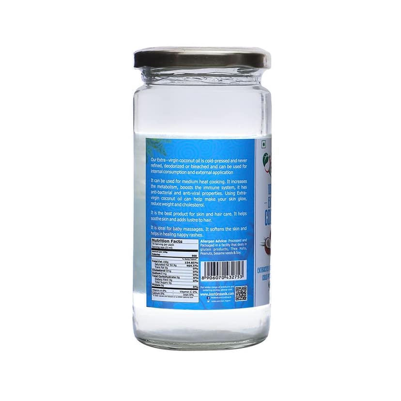 Just Organik Organic Extra Virgin Coconut Oil, 350 ML view 2