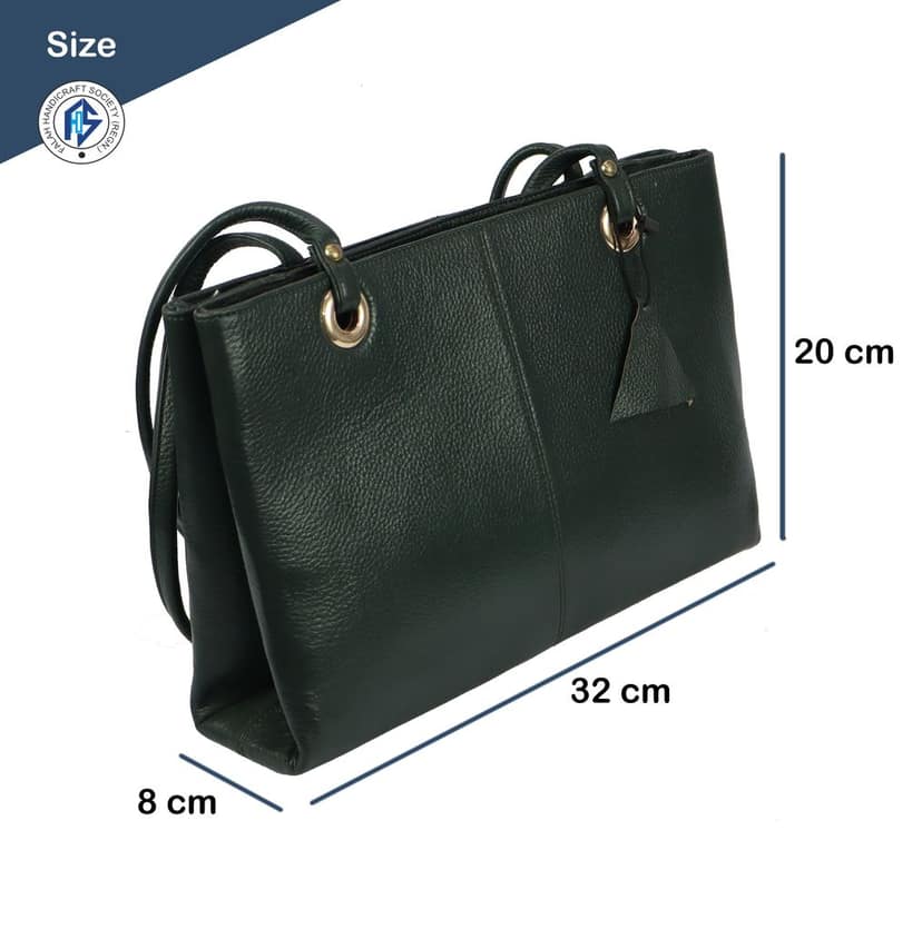 Genuine Leather official trend Sholder bag or Girls- Green view 2