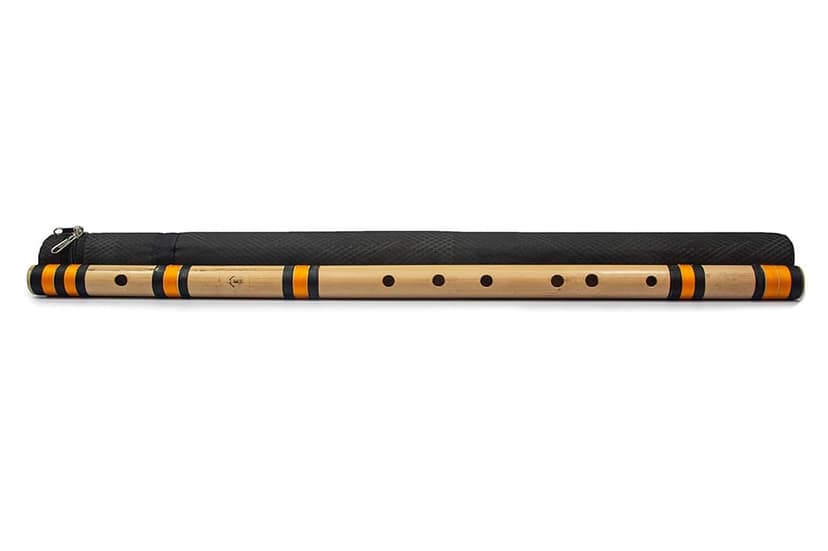 Radhe Flutes Bamboo Bansuri E Natural Right Handed Bass Octave (30 inch) With Hard Cover And Mineral Oil