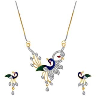 Hetprit Shimmering Brass Gold Plated Pendent Set For Woman
