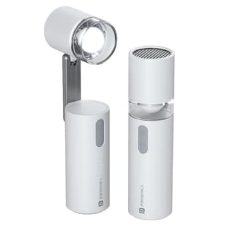 Portronics Airlo Handheld Fan with Built-in Light, a compact and portable cooling solution designed to provide powerful airflow - White