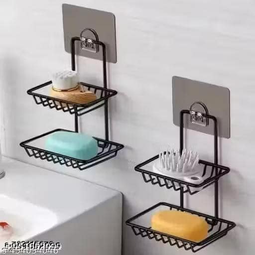 Lapex bathroom soap holder for wall mounted stainless steel rust proof soap stand soap dish self adhesive shower caddy bathroom shelf heavy duty metal soap tray basket rack for bathroom kitchen washroom no drill black organizer shelf pack of 2 view 2