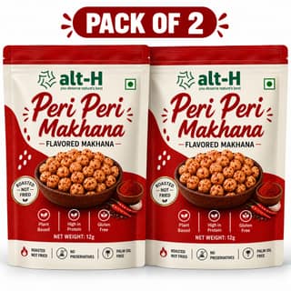 alt-H Roasted Peri Peri Makhana Pack of 2 (12g each) - Healthy Protein Snack