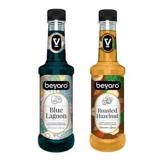 BEVARO Roasted Hazelnut Syrup and Blue Lagoon Syrup Combo, 300ml Blue Lagoon + Roasted Hazelnut (600 ml, Pack of 2)