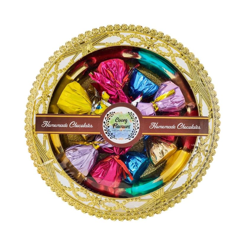 HOMEMADE COORG CHOCOLATES. -GOLDEN TRAY view 2