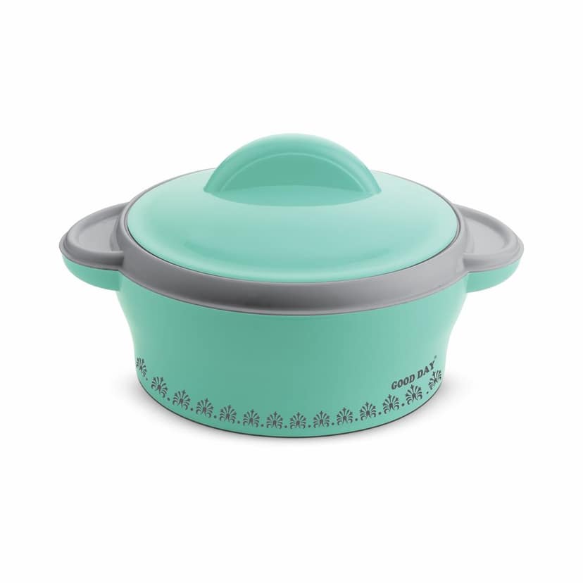 GOODDAY ECO GRACE 2500 GREEN PLASTIC INSULATED CASSEROLE WITH INNER STAINELESS STEEL,.