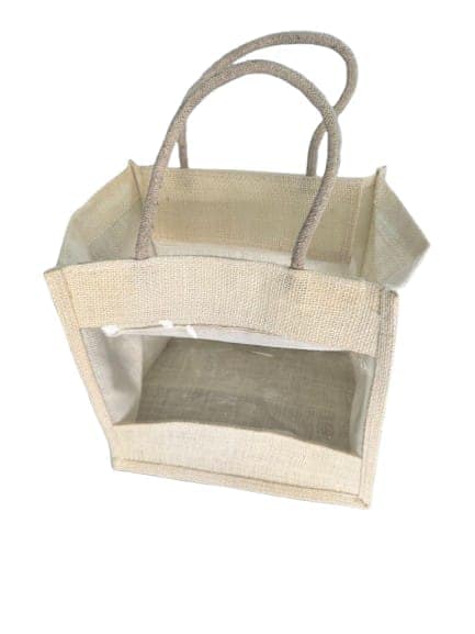 Eco-Friendly Jute Tote Bag with Clear Window view 2
