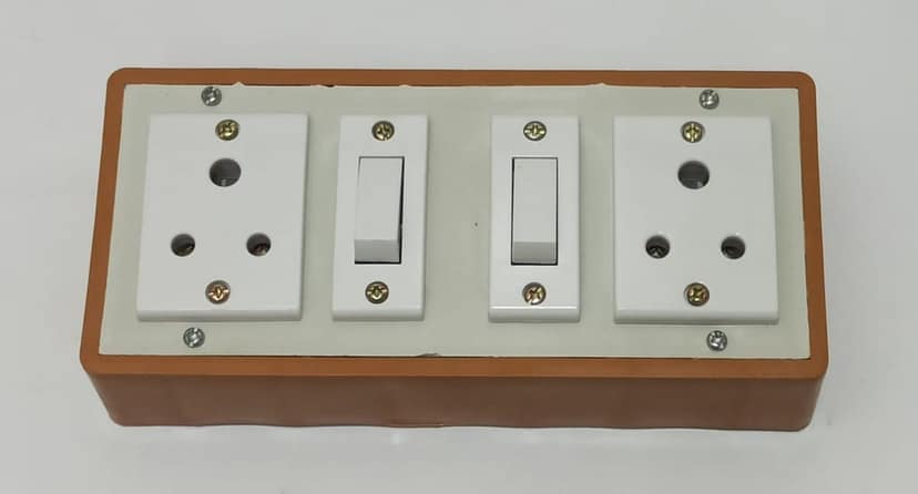 6A 2 Sockets (3 Pin Socket) & 2 Switch Extension Box with 16A Plug & 3m Wire