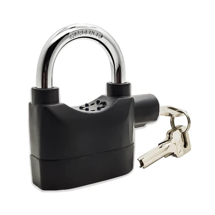 Alarm Security Lock with Motion Sensor Siren 3 Keys Metallic Black