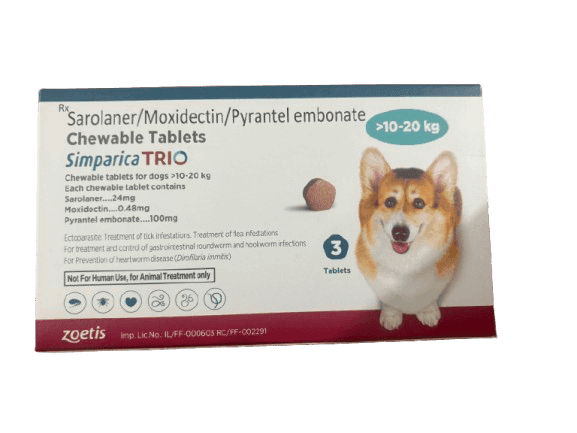Simparica trio (pack of 3 tablets) for dogs 10-20kg