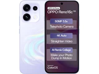 OPPO Reno 16c 5G Smartphone, 8GB RAM, 256GB Storage - Stellar Purple